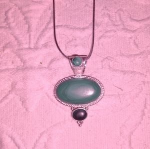 Beautiful Large Malachite Stone Pendant Necklace